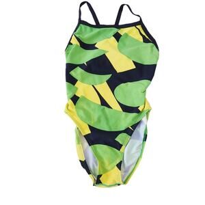 Waterpro Competitive Swimsuit Size 34 Women Bathing Suit Green Yellow Black